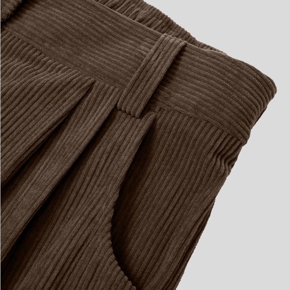 Mid Rise Button Zipper Side Pocket Corduroy Casual Pants - Picture 9 of 9